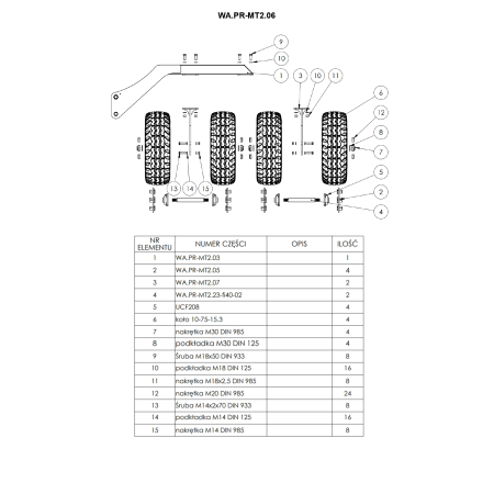 Części zamienne Metal-Technik Wał pryzmowy MT2 z dociskiem